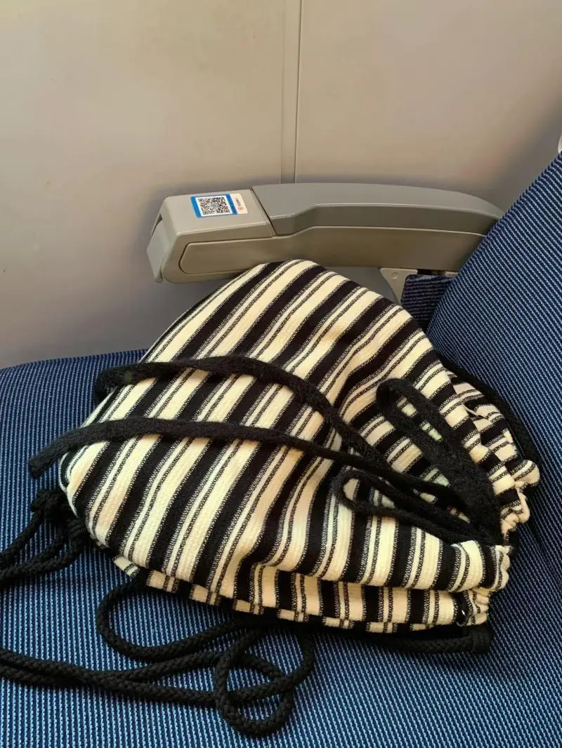 JIAERDI Harajuku Striped Casual Mini Backpack Women Retro Drawstring Canvas Backpacks Ladies Vintage Portable Mochila Aesthetics