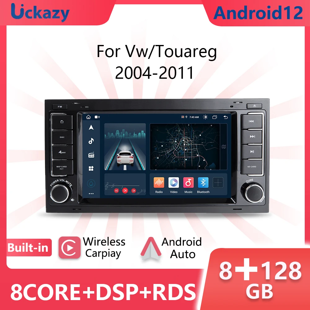 

Uckazy 6Core 2Din Android 12 Авто Аудио экран для VW/Volkswagen/Touareg/Transporter T5 2004-2011 GPS навигация Стерео Радио экран