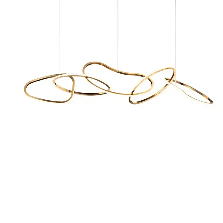 

Modern LED Pendant Light Gold Long Line Pendant Light For Restaurant Kitchen Office Coffee Home ring circle Decoration Luxury