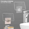 1PC Stainless Steel Soap Rack Punch-free Nail-free Bathroom Single Layer Drain Wall Hanging Sucker Soap Box Light Luxury Shelf 6