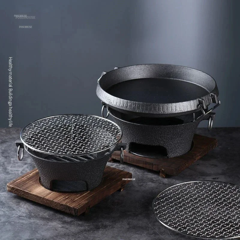 Outdoor Camping Furnace Grill Stand Old-fashioned Cast Iron Fire Pits Indoor Brazier Rack Heater Home Carbon Fired Tea Stove H