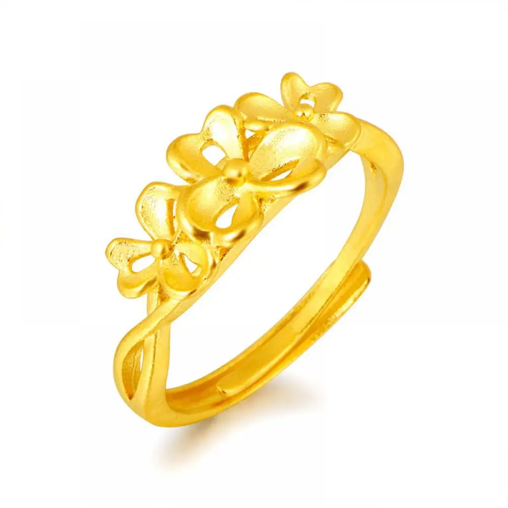 

HOYON 100% 18k pure gold color sandblasted flower ring women jewelry wedding exaggerated peony ladies flower ring will not fade