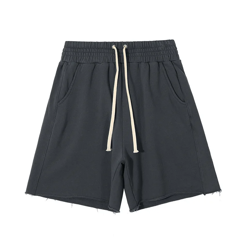 leather shorts Streetwear Vintage Shorts Men's Solid Color Loose Pockets Shorts Summer Fashion Lace-up Mid Waist Sports Straight Shorts african dresses