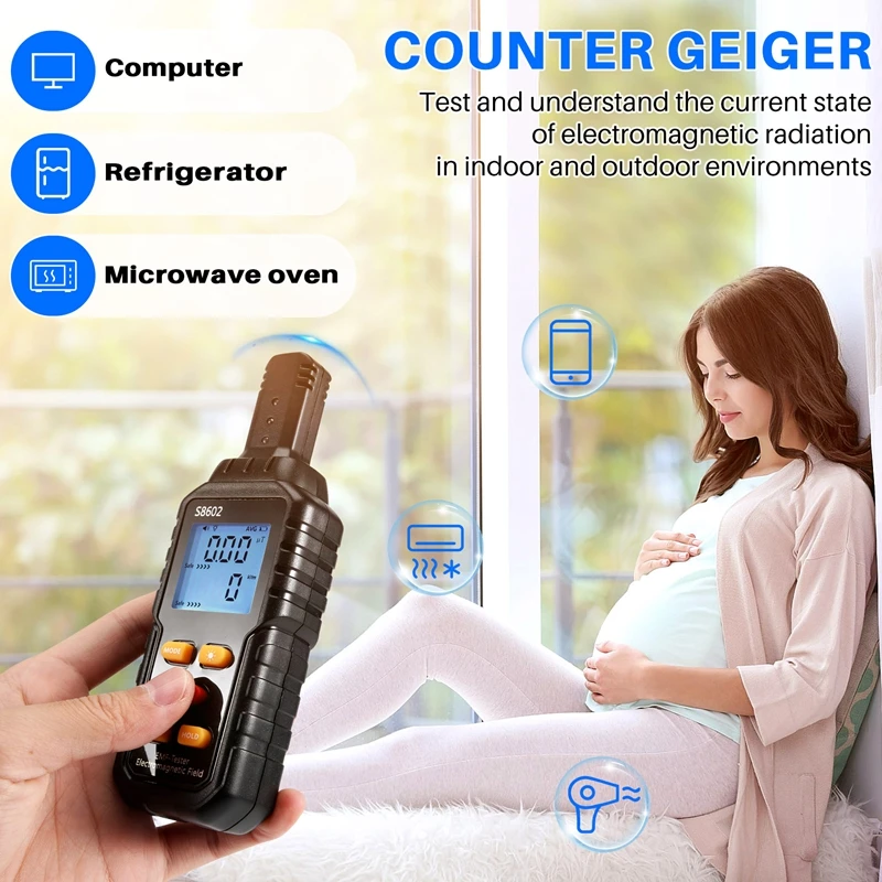 3-In-1 Radiation Dosimeter Counter Geiger EMF Meter Alarm Real-Time Measure Detector Tester