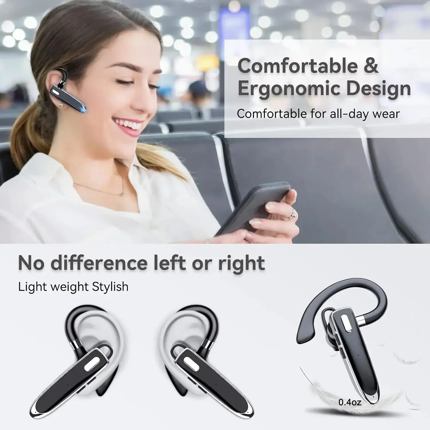 Wireless Headphones Bluetooth Earphone With Microphon ENC Noise Cancelling Handsfree Talking Headset Busines Auriculares Driving 2