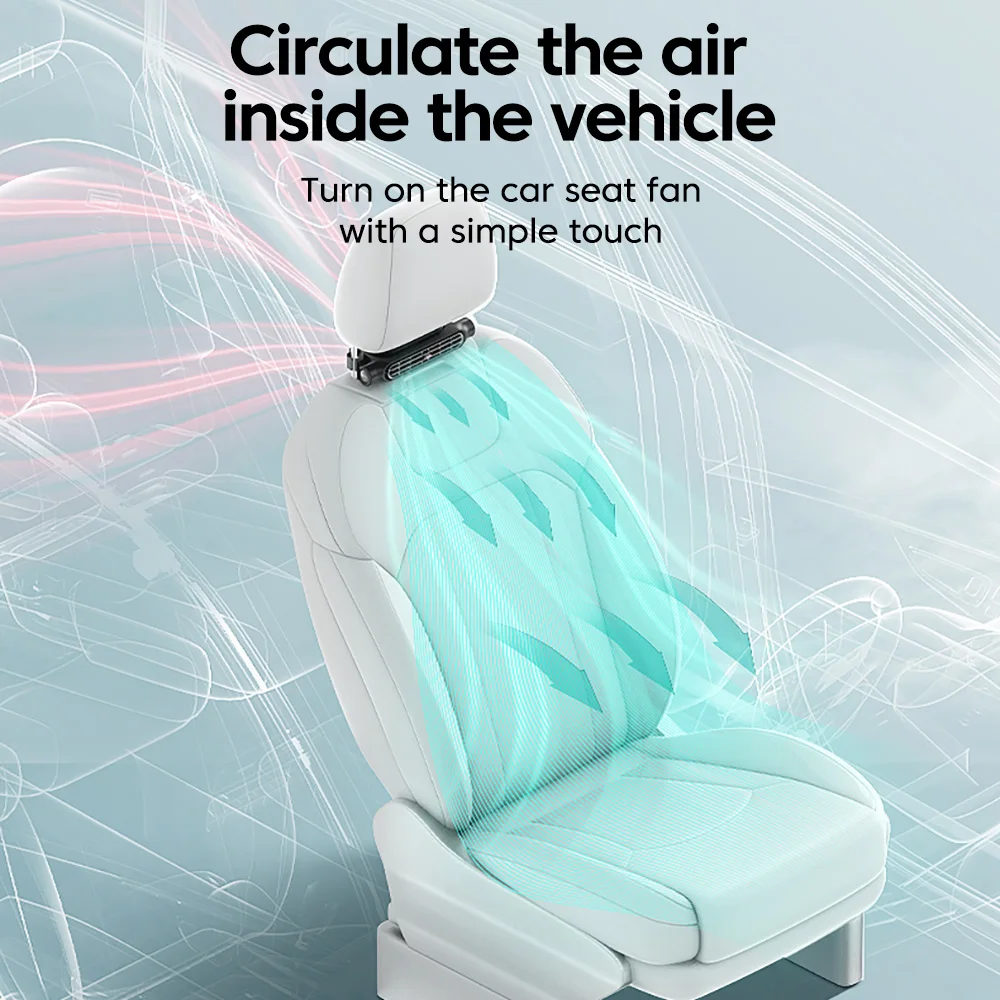 Ventilatore Portatile per Sedile Auto, Ventilatore Elettrico USB per Schienale Posteriore, Accessori Interni Auto - immagine 3