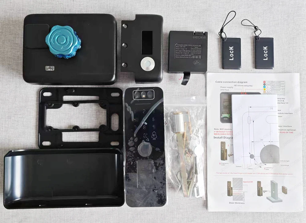 Waterproof 3D Face Recognition Rechargeable Smart Lock with Doorbell & APP Contr