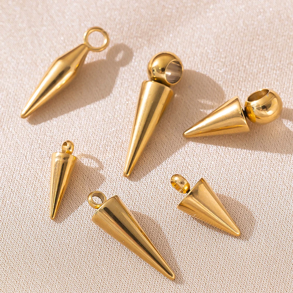 5er/10er-Set 304 Edelstahl-Kegelanhänger, vergoldete Spike-Nieten für DIY-Halsketten, Ohrringe, Bastelarbeiten, Schmuckherstellung, Materialien und Zubehör – Detail 7
