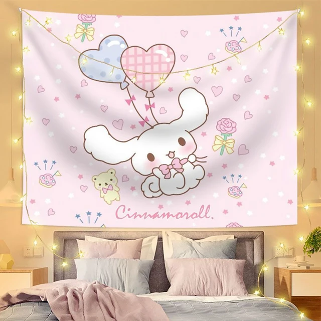 Tapisserie Cinnamoroll – Décoration de rêve pour une pièce confortable, tissu de fond pour salon et chambre à coucher, sans lumières 3