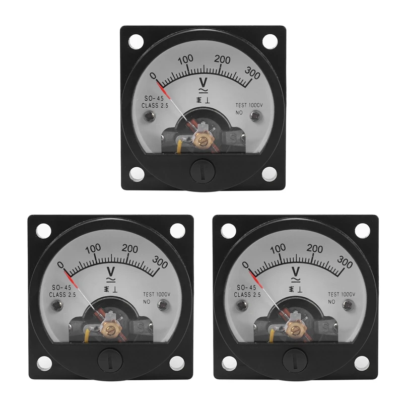 

3X AC 0-300V Round Analog Dial Panel Meter Voltmeter Gauge Black Analog Dial Panel Voltage Meter