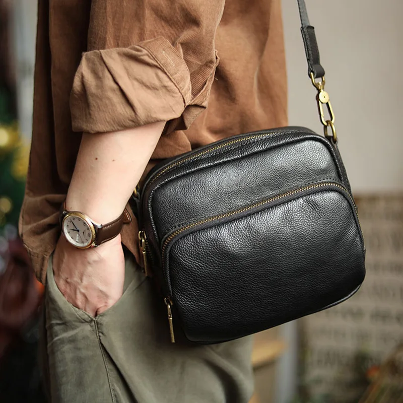 

AETOO Original cowhide men's bag one shoulder crossbody bag summer leather backpack men's small mobile phone bag Fanny pack spo