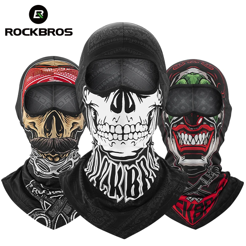 

ROCKBROS Cycling Scarf Mask Skull Print Moto Full Face Mask Balaclava Helmet Liner Breathable Cool Mask Training HeadScarf