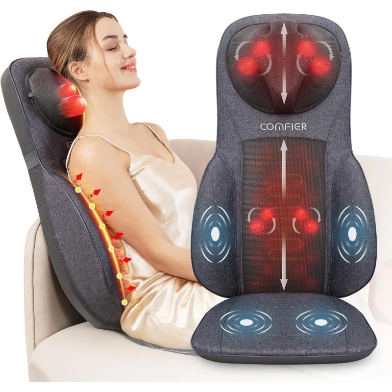 

COMFIER Neck Back Massager with Heat, Height Adjustable Chair Seat Cushion for Shoulders, Shiatsu Massage Pa