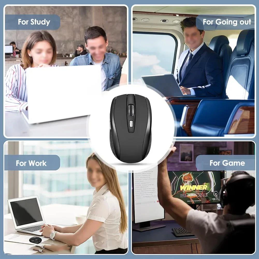Ergonomic Wireless Silent Optical Gaming Mouse with Adjustable DPI