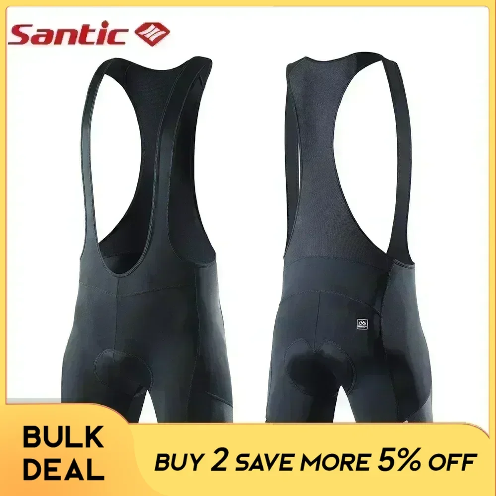 Santic Cycling Bib Shorts Mens 4D Padded Breathable Reflective Bicycle Half Pants Sunmer Mountain Road Bike Men Sports Tights
