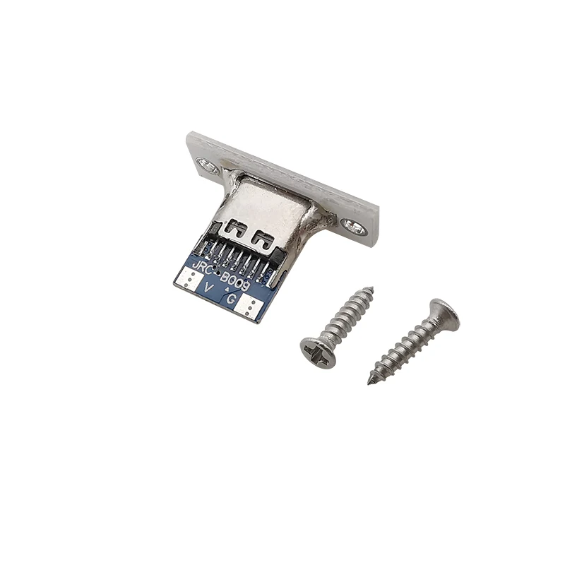 Фото Гнездовой разъем USB Type C 2 / 4 Pin для пайки, гнездо для ремонта «сделай сам», зарядный порт типа C, переходник с винтовым фиксированным креплением №5