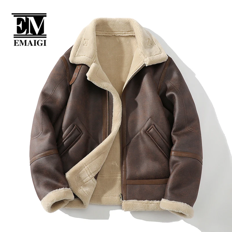 

Winter 5XL Leather Jacket Men Streetwear Fashion Vintage Faux Fur Leather Motorcycle Jacket Male Outdoor Warm Cargo Coat Parkas