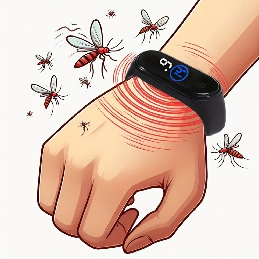 Bracelet anti-moustique unisexe - Répulsif physique et ultrasonique, sans produits chimiques, intérieur/extérieur