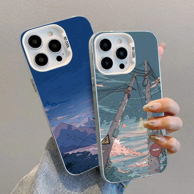 Anime Art Sky Landscape Laser Phone Case - Shockproof Cover