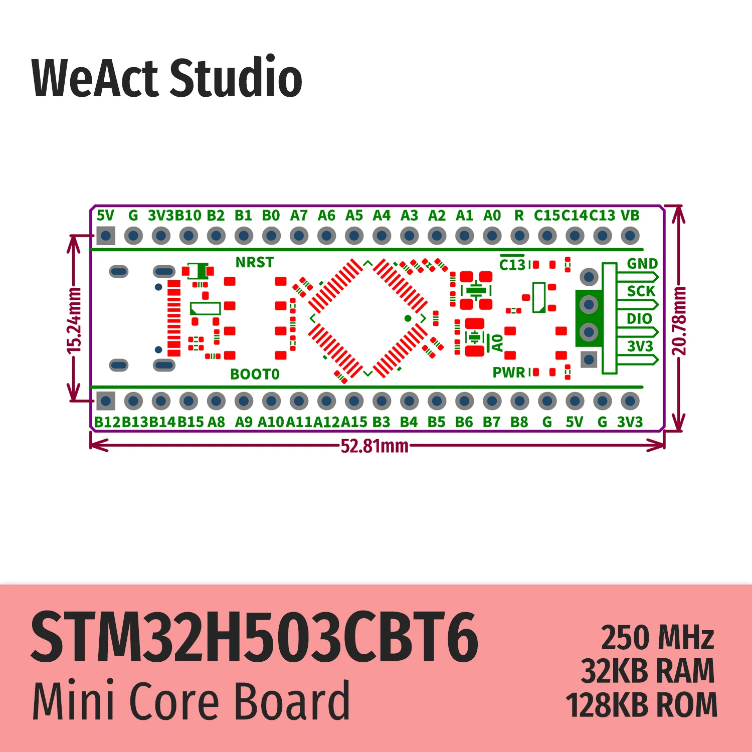 WeAct STM32H503CBT6 STM32H503CB STM32H503 STM32H5 STM32 Core Board Demo Board 4