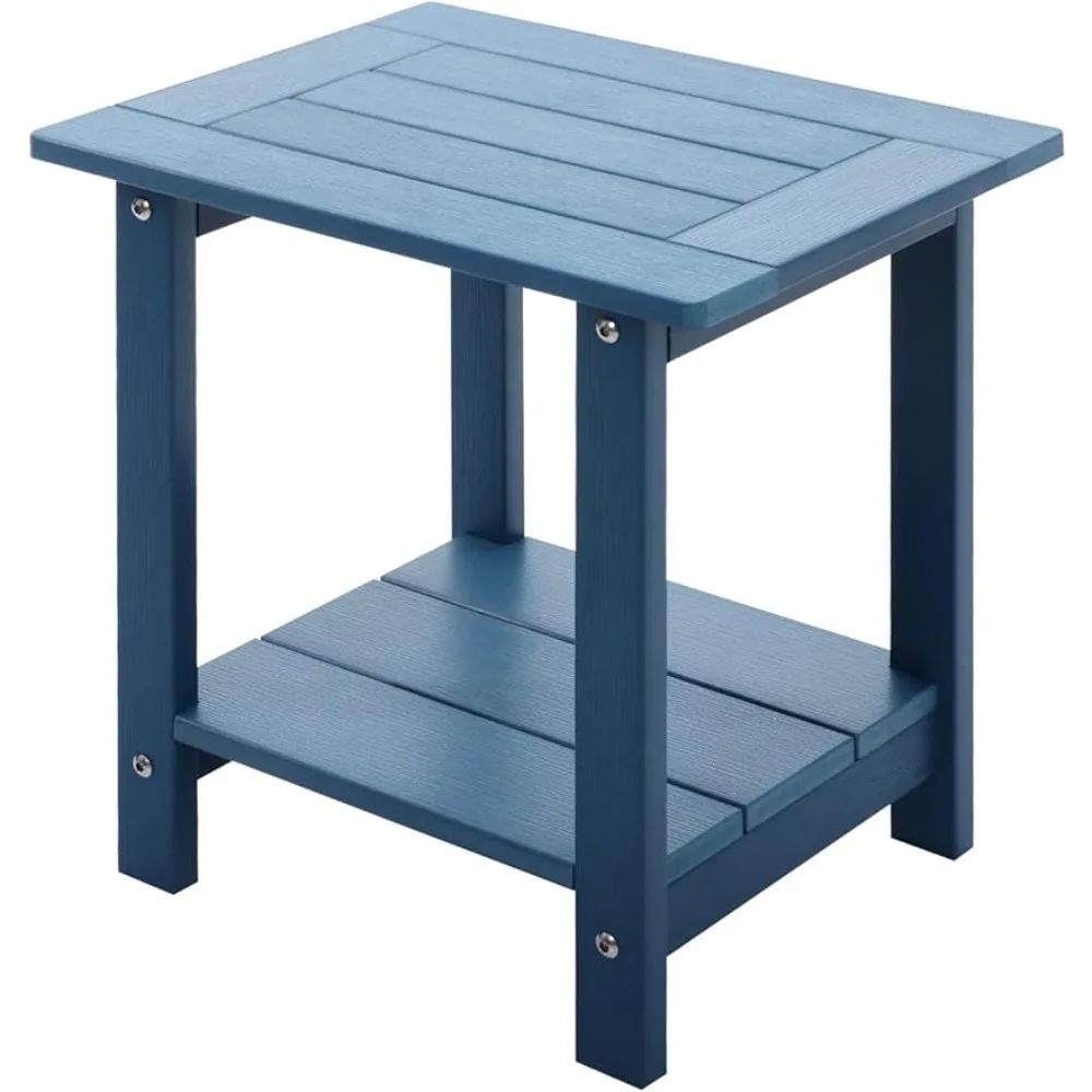 

Meluvici Double Adirondack Outdoor Side Table Weather Resistant, Outdoor Rectangular Patio End Table Adirondack Chair, Dark Blue