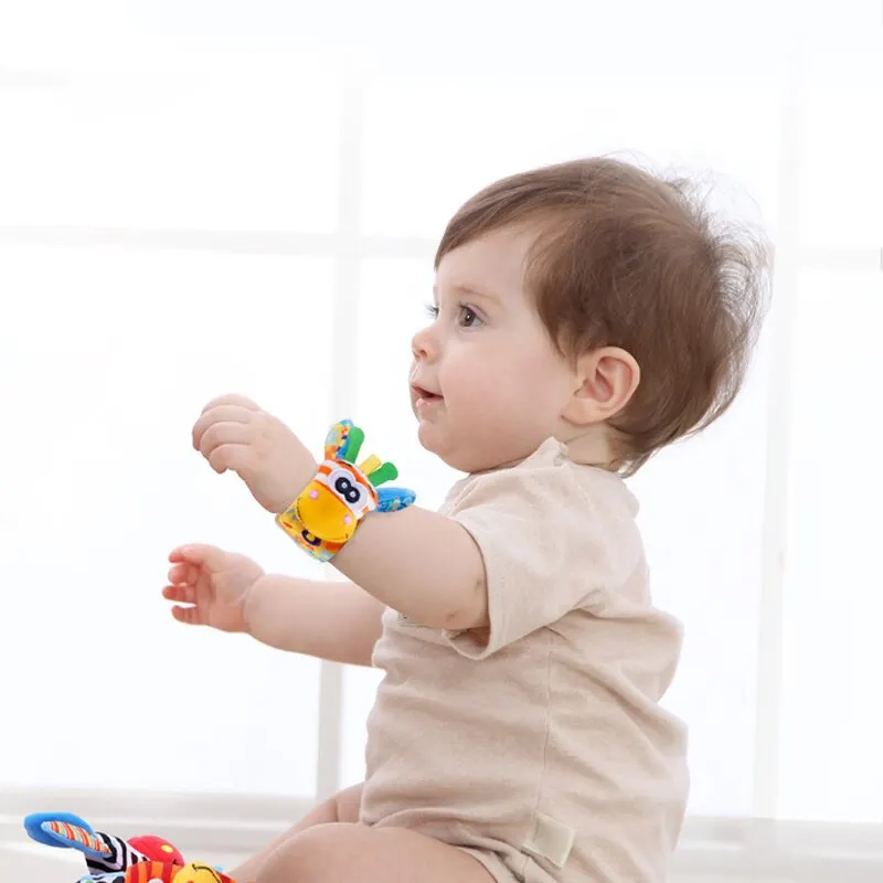 Puzzle wristband, 2Pcs baby decorative visual auditory enlightenment rattle