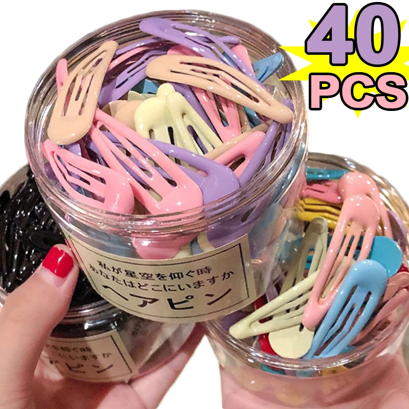 

10-40Pcs/pack Colors Hair Clips For Women Girls Fashion Solid Kids Hair Accessories Snap Metal Barrettes Hairpins Clip Bobby Pin