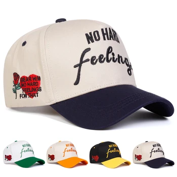 Unisex NO HARD FEELINGS Embroidery Side Love Rose Baseball Caps Spring And Autumn Outdoor Adjustable Casual Hats Sunscreen Hat