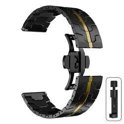 Stainless Steel Replacement Strap for 22mm Strap (Black Gold)