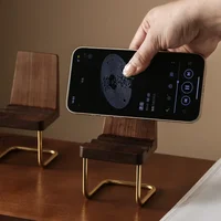 Black Walnut Creative Phone Stand Small Stool Solid Wood Internet Red Chair Flat Card Seat Desktop Decoration Wooden Lazy Man 2