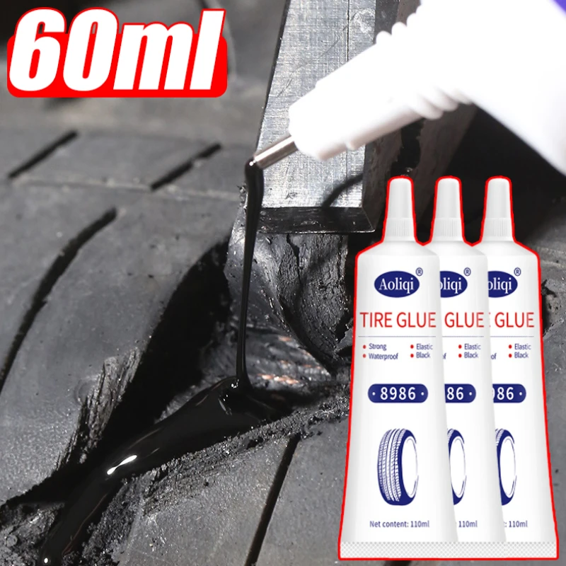 

1/2/3Pcs 60ml Tire Repair Glue Instant Liquid Strong Rubber Glues Black Rubber Wear-resistant Non-corrosive Adhesive Tire Repair