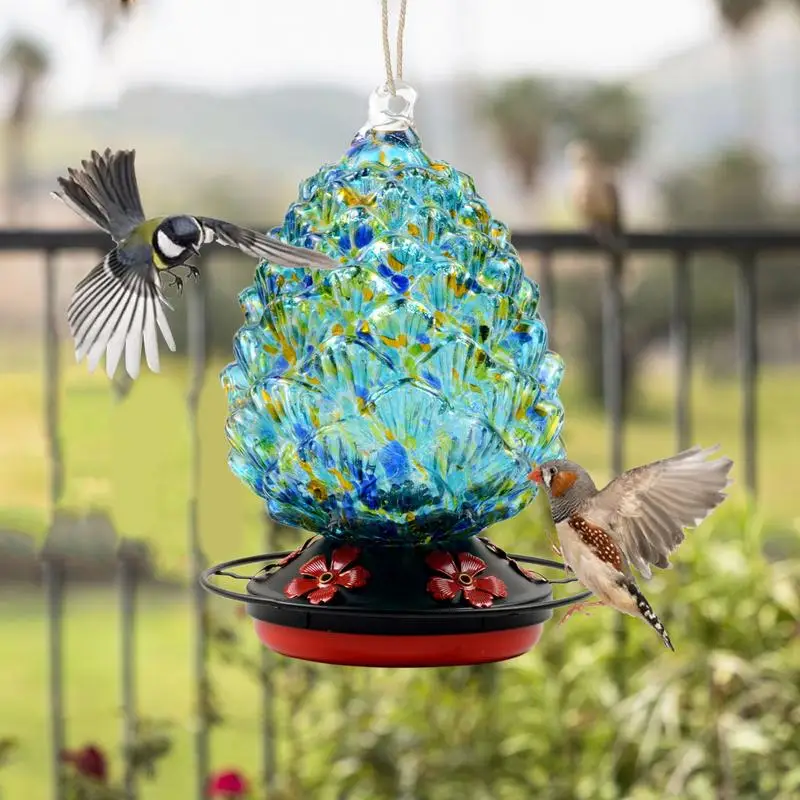 Bird Feeder Bird Supplies Colored glass Bird Water Feeder Bottle Hanging Hummingbird Feeder Garden Outdoor Plastic Flower Iron Hook Pet Bird Accessoires