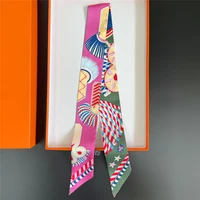 Brand Design Twill 100% Silk Scarf Luxury Fashion Scarf Women Foulard Skinny Bag Scarves New Hot Neckerchief Hair Headband - Image 2
