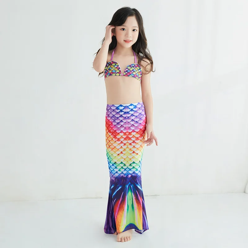 

Kids Mermaids Tails For Girls Swimming Dresses Fantasy Swimsuit Can Walk Add Monofin Fin Cosplay Beach Mermaid Bikini Costume