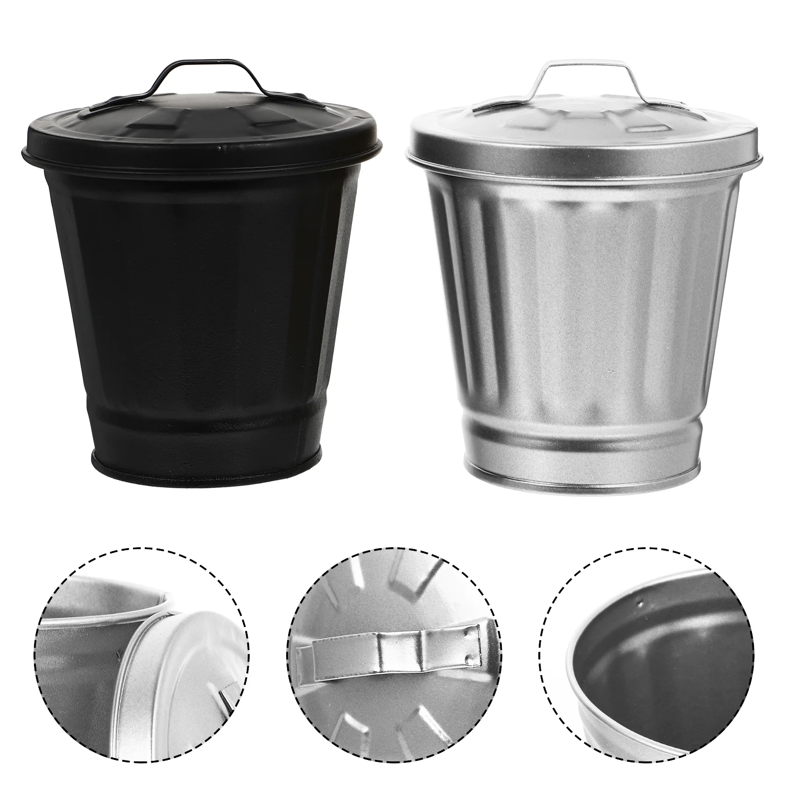 

2 PCS Human Body Desktop Trash Can Office Decor Decorative Flower Pot Iron Waste Paper Bucket