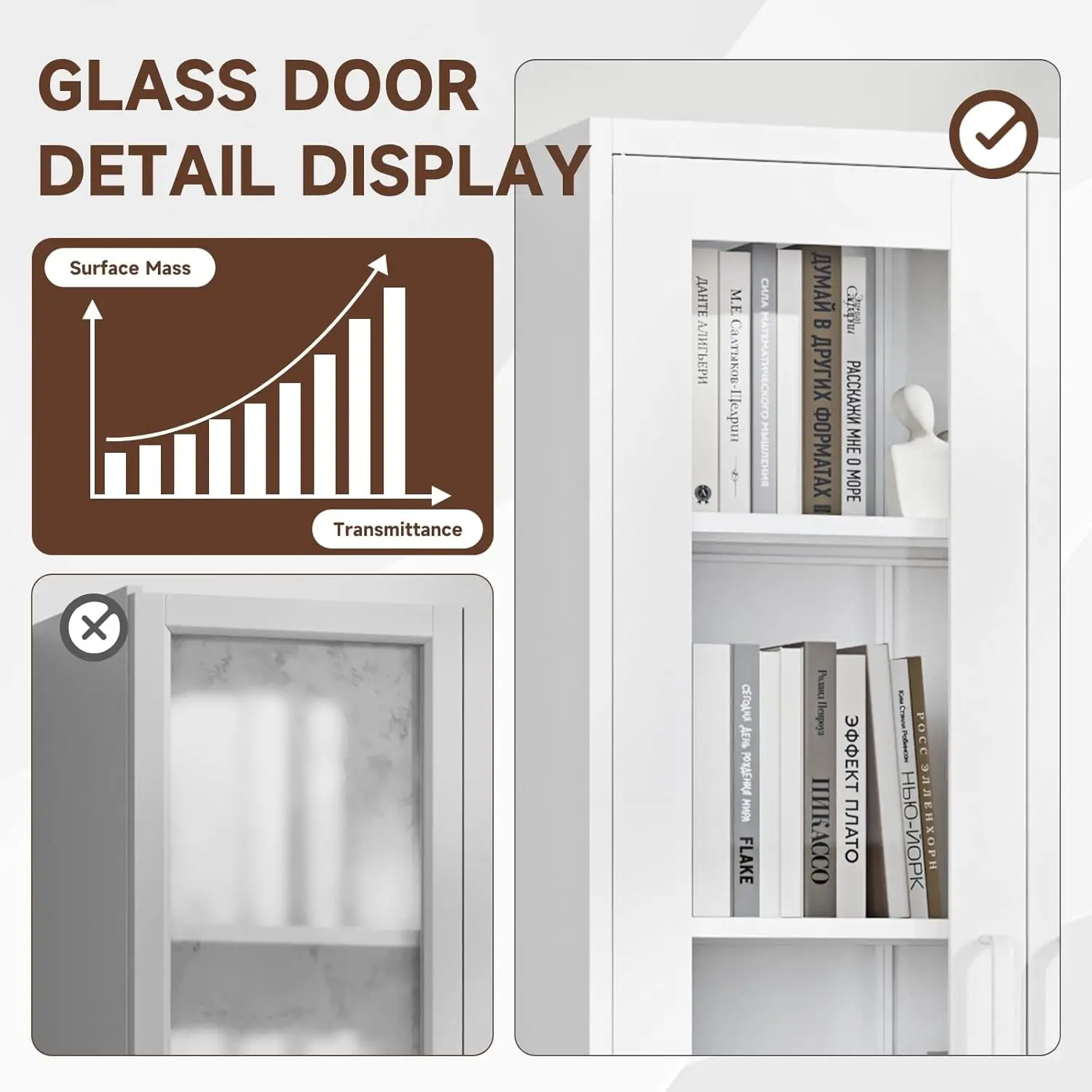 Display Cabinet with Glass Doors,67-inch Curio Cabinets with 4 Adjustable Shelves,Tempered Glass Cabinet Display Case for Home 6