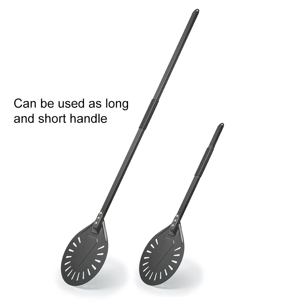 PizzAtHome Hard Coating Long Handle 9 Inch Perforated Removable Pizza Turning Peel Pizza Shovel Aluminum Pizza Peel Paddle Peel