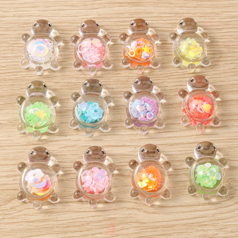 10 Stück 21x30mm Cartoon Bonbonfarben Harz Schildkröte Charms Anhänger für Schmuckherstellung Halsketten Ohrringe Armbänder DIY Handwerk Geschenke