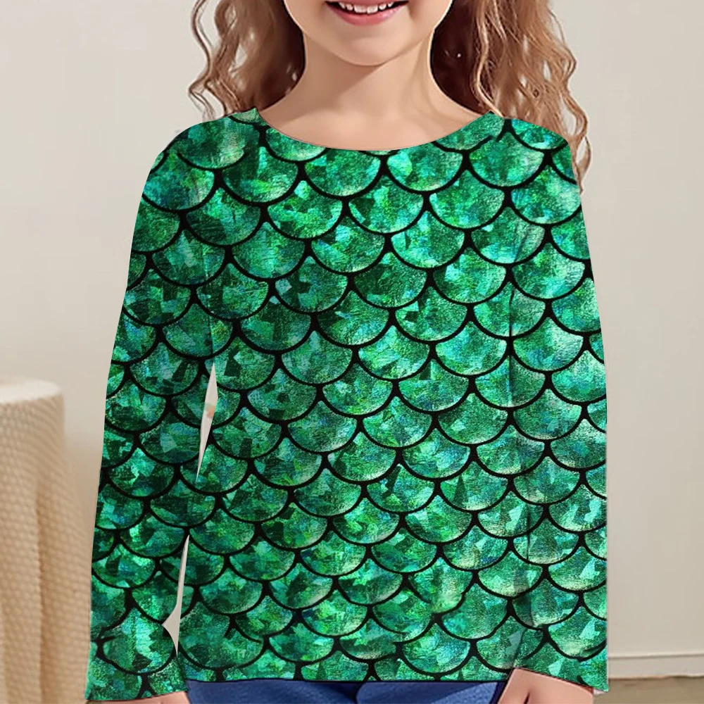 Children's Clothing Girl T-Shirts Short Sleeve Child T-Shirt Beautiful Fish Scales Print Casual Kids Summer Clothes Girl Tops﻿ 3