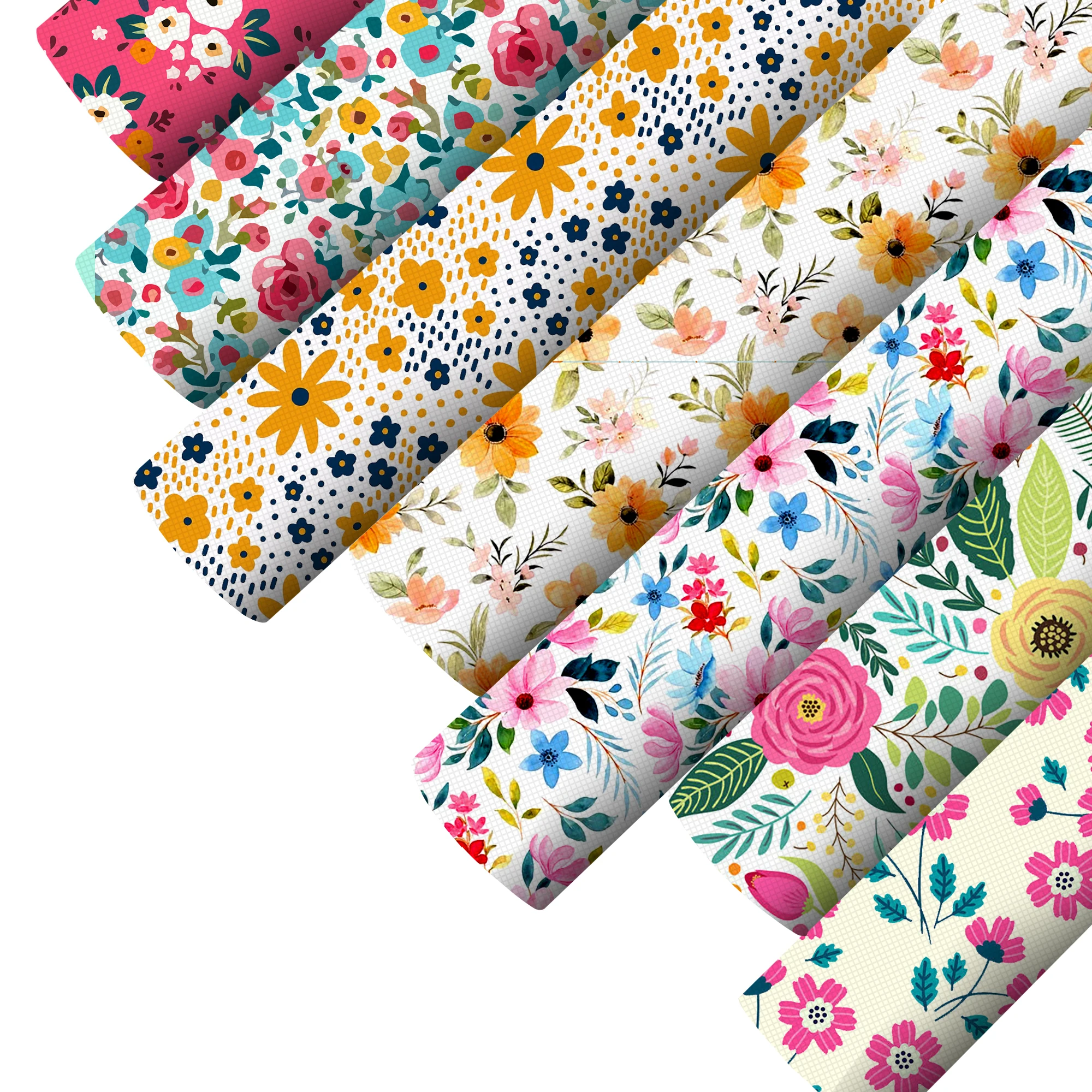 SMOOTH Faux Synthetic Leather Sheets Floral Print Leather Bows Fabric DIY Earrings Handbag Craft Accessories,1Yc22942