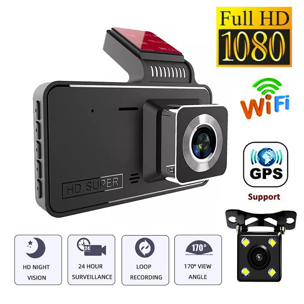 

Car DVR 4.0" Full HD 1080P Dash Cam Rear View Vehicle Video Recorder Night Vision Auto Camera Dashcam Support Multi-language