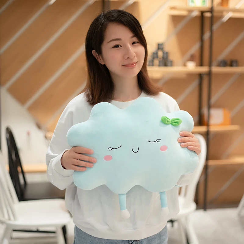 Plush Pillow Sleeping Sun Cloud Shaped Cartoon Bed Decor Nursing Yellow Pink Blue 6 Sizes 5