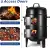 16.5 Inch Charcoal Smoker Grill with Thermometer, 3-in-1 Portable Vertical Smoker, Black 2