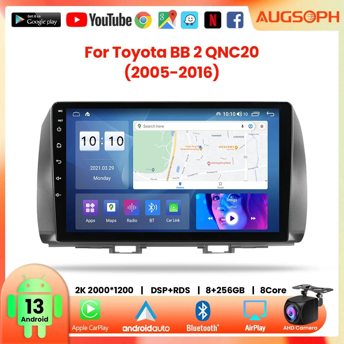 

Android 13 Car Radio for Toyota BB 2 QNC20 2005-2006,9inch Multimedia Player with 4G WiFi Car Carplay & 2Din GPS