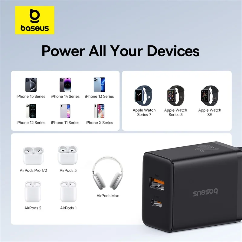 Baseus 20W USB Charger Dual Charging Port Support Type C PD Fast Charging Phone Charger For iPhone 15 14 13 12 Pro Max 11 8 Plus - Image 6
