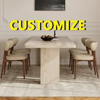 Table à manger ronde personnalisable toutes tailles en travertin, anti-collision, structure solide en pierre écologique, résistante à l'usure, pour la famille et les enfants 1