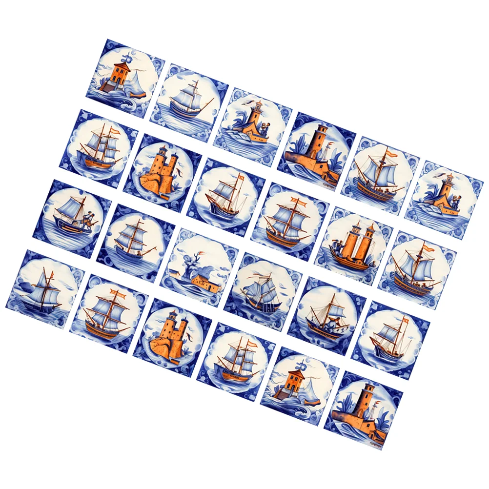 

24 Pcs Tile Stickers Ceramic Decorative Tiles Home for Backsplash Pvc Square