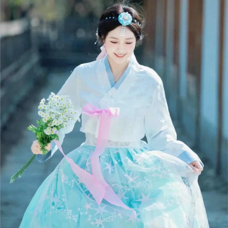 

Hanbok Korean Clothing Women's Court Dress Noble Yanji Traditional Folk Costume Performance Wear Ancient