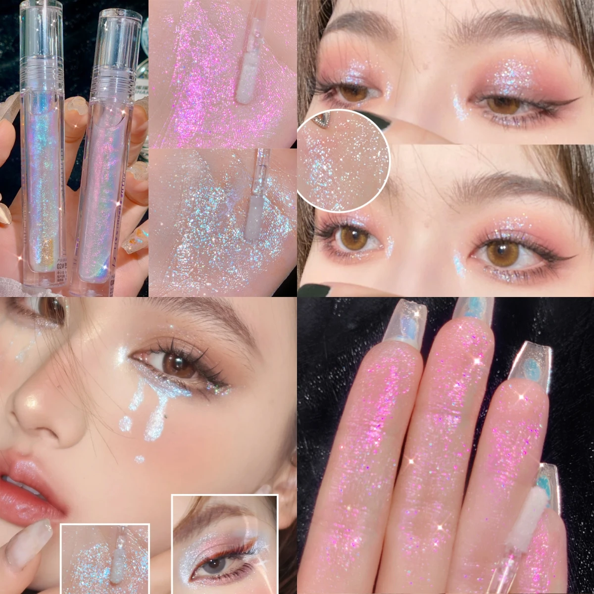 Glitter Palette Ice Extract Sweet Eyeshadow Brightening Liquid Eyeshadow Glitter Pearlescent Polarizing Bright Powder Monochrome Lying Silkworm