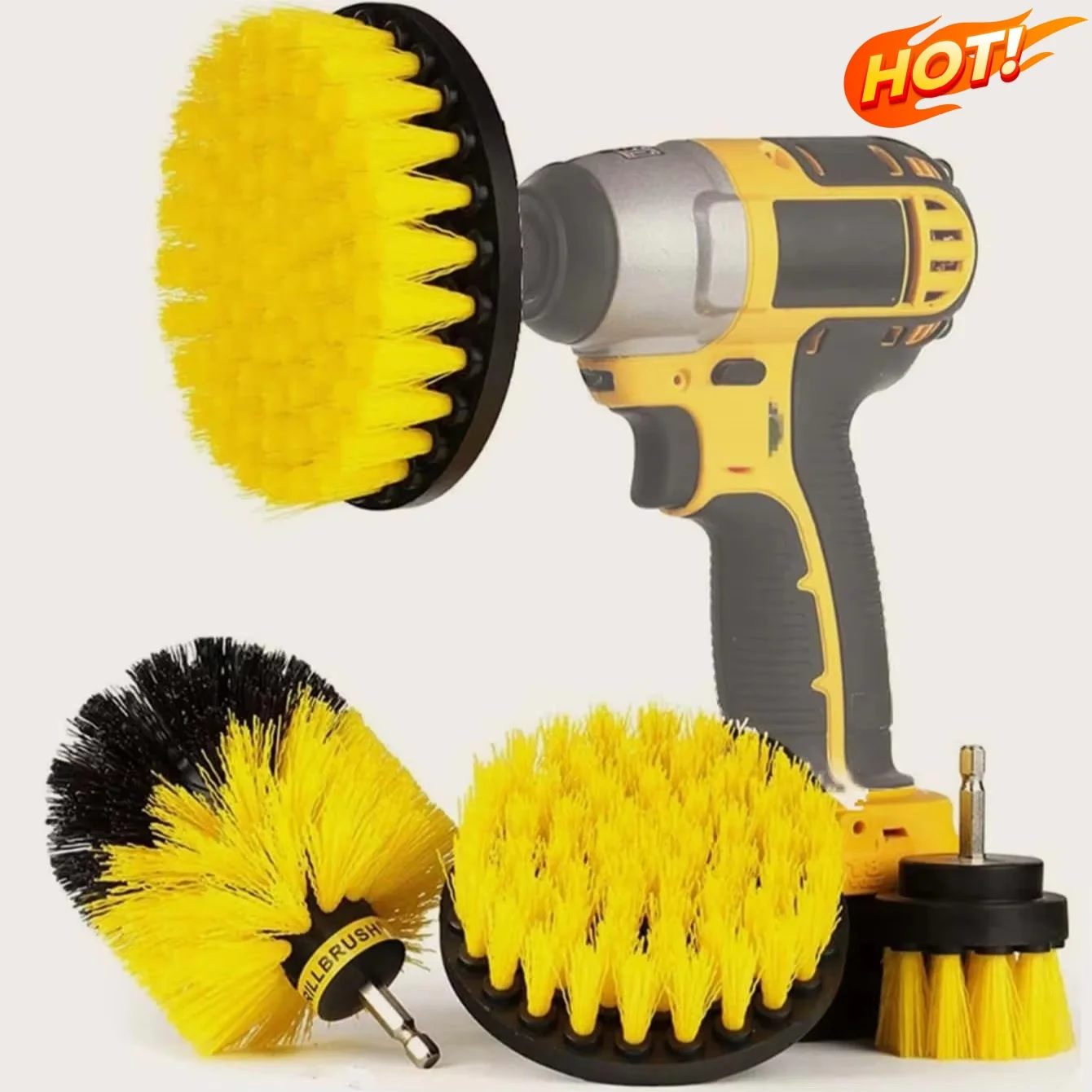 3pcs/set Electric Scrubber Brush Drill Brush Kit Plastic Round Cleaning For Carpet Glass Car Tires Nylon Brushes 1/4pcs